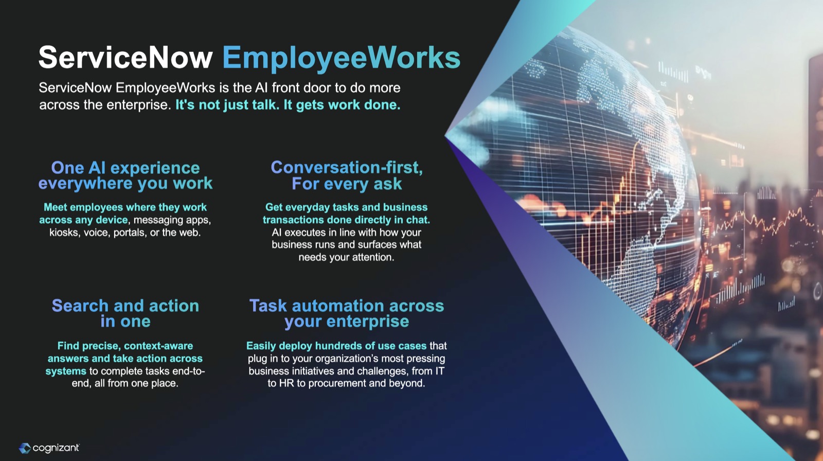 ServiceNow EmployeeWorks overview: one AI experience everywhere you work, conversation-first for every ask